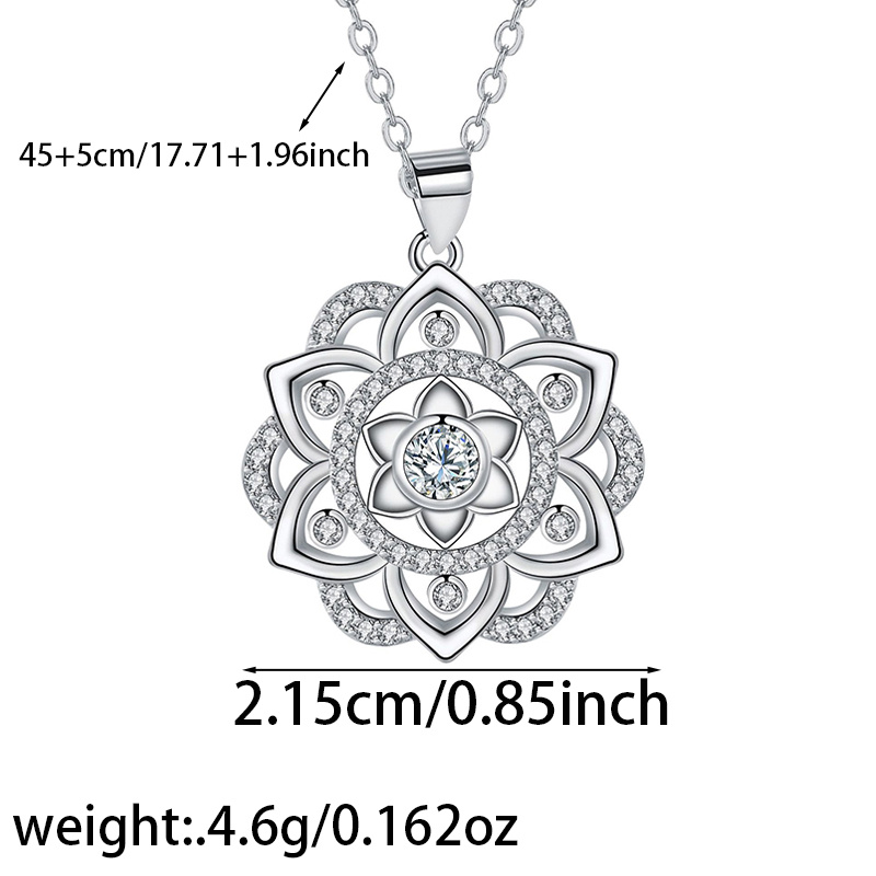 Women's S925 Silver Hollow Flower Necklace with Zirconia